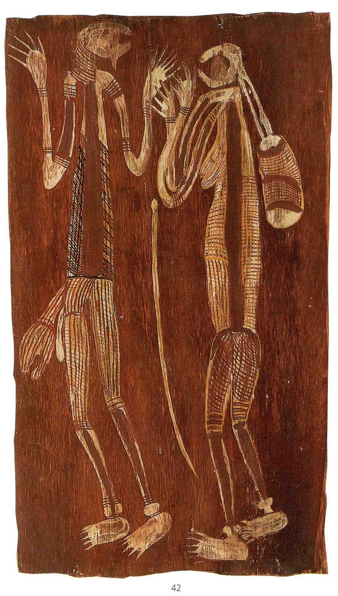 bark painting probably by Samuel wagbara wrongly attributed to Mijau mijau bark painting