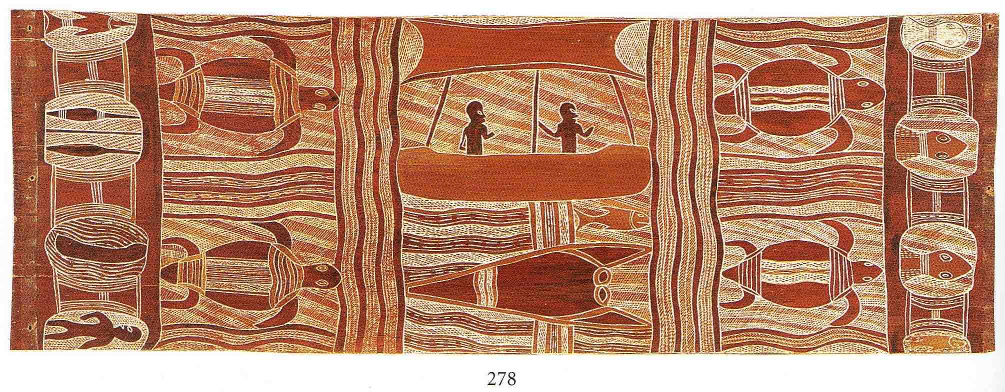 Naritzin Maymuru bark painting of a fishing story