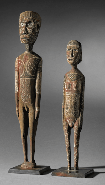 Pair of Tiwi figures by Benedict Munkara