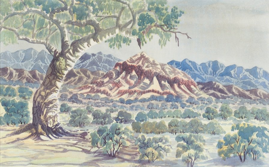 Otto Pareroultja painting of James Range country