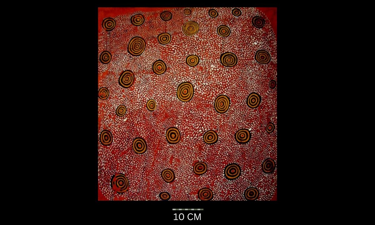 Untitled 1972 Australian Aboriginal painting by John Kipara Tjakamarra titled Men and Women 1972