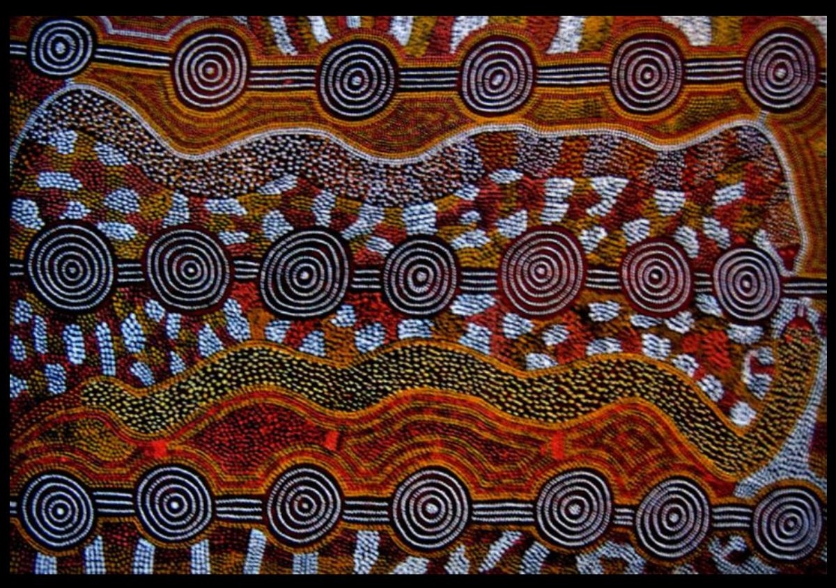 Untitled 1987 Australian Aboriginal painting by John Kipara Tjakamarra titled Men and Women 1972