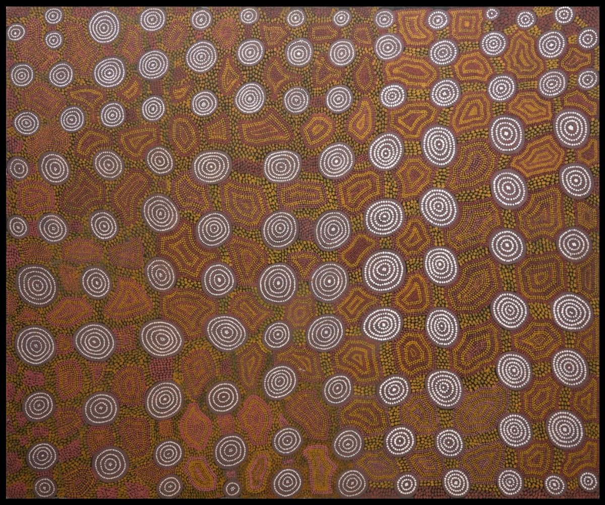 Untitled 1986 Australian Aboriginal painting by John Kipara Tjakamarra titled Men and Women 1972