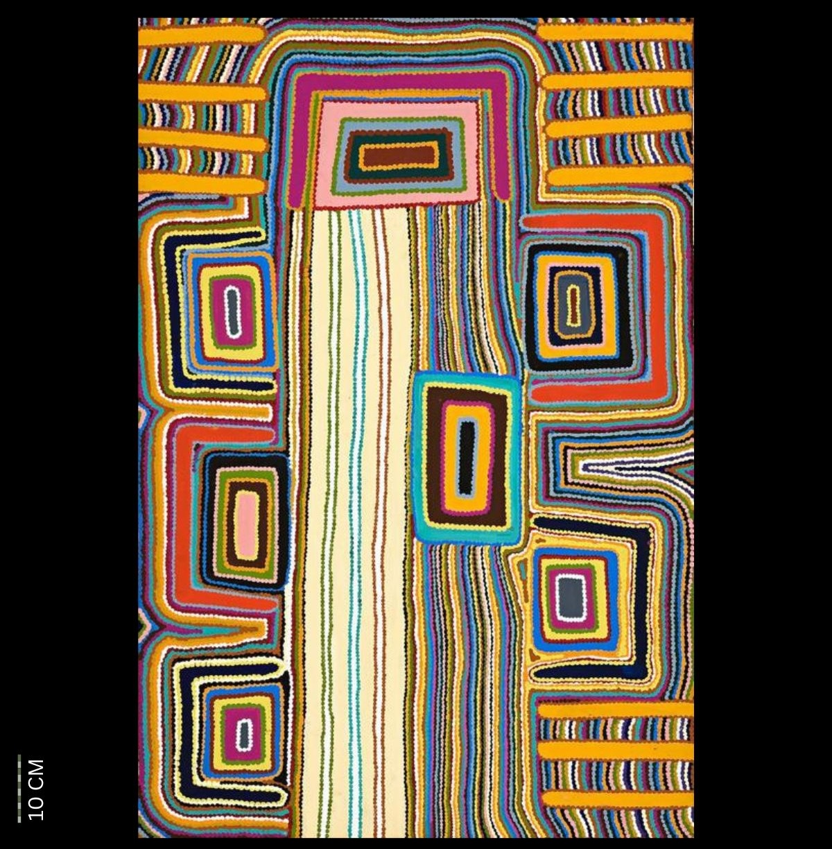 Walawala, 2002 Australian Aboriginal painting by John Kipara Tjakamarra titled Men and Women 1972