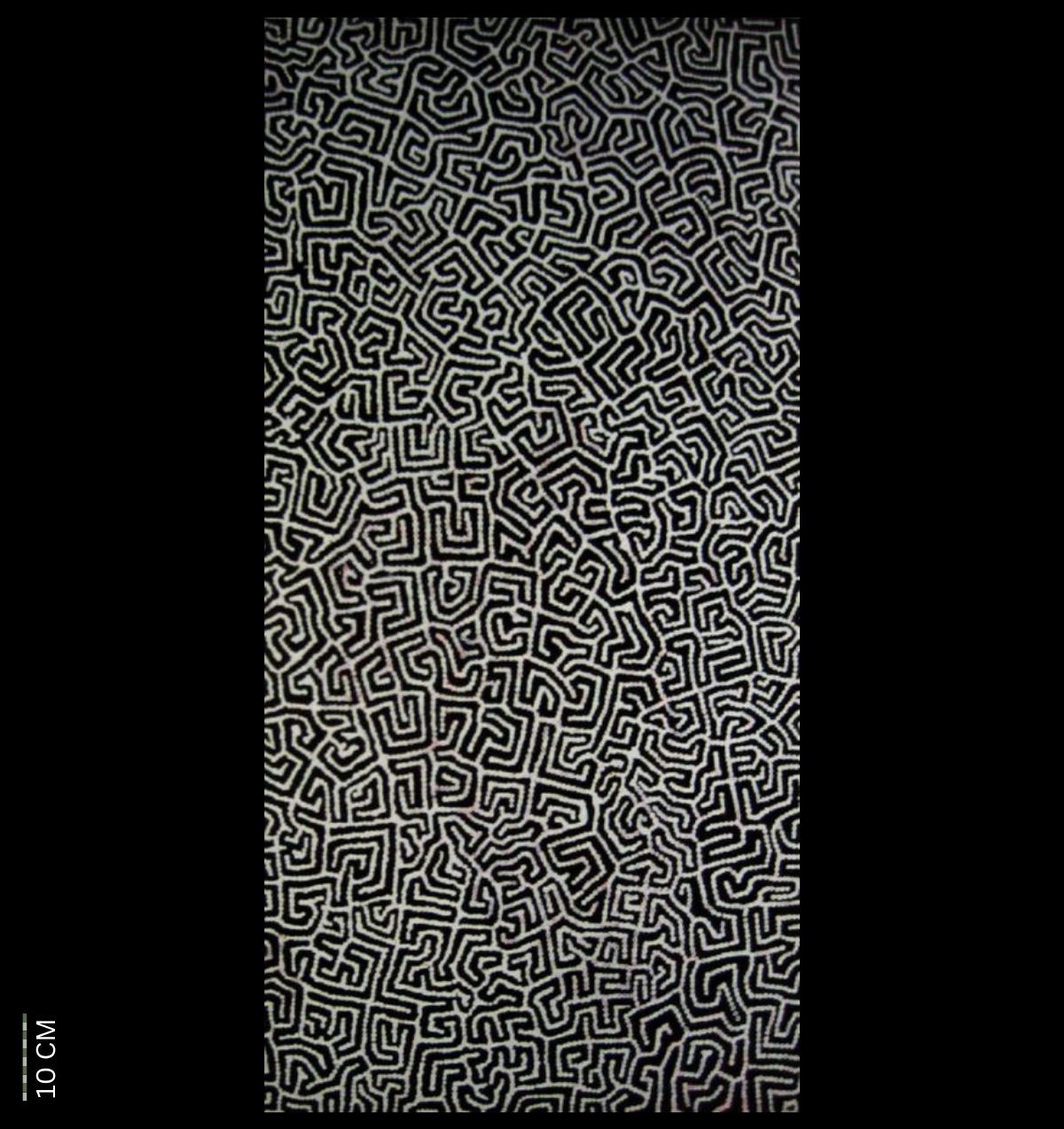 Untitled 1999 Australian Aboriginal painting by Timmy Payungka Tjapangati titled Cave story painted in 1971