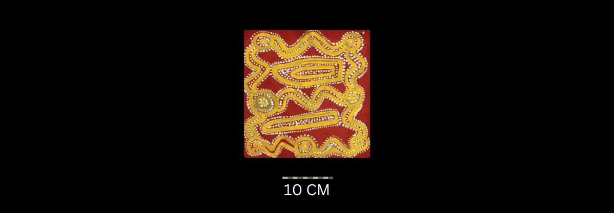 Cave Dreaming 1971 Australian Aboriginal painting by Timmy Payungka Tjapangati titled Cave story painted in 1971