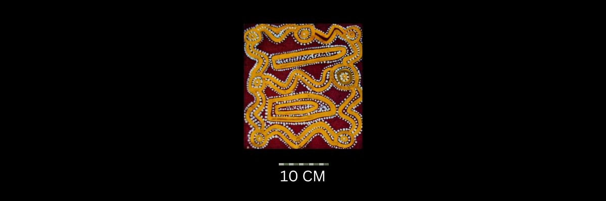 Untitled (Tingari Story) 1971 Australian Aboriginal painting by Timmy Payungka Tjapangati titled Cave story painted in 1971