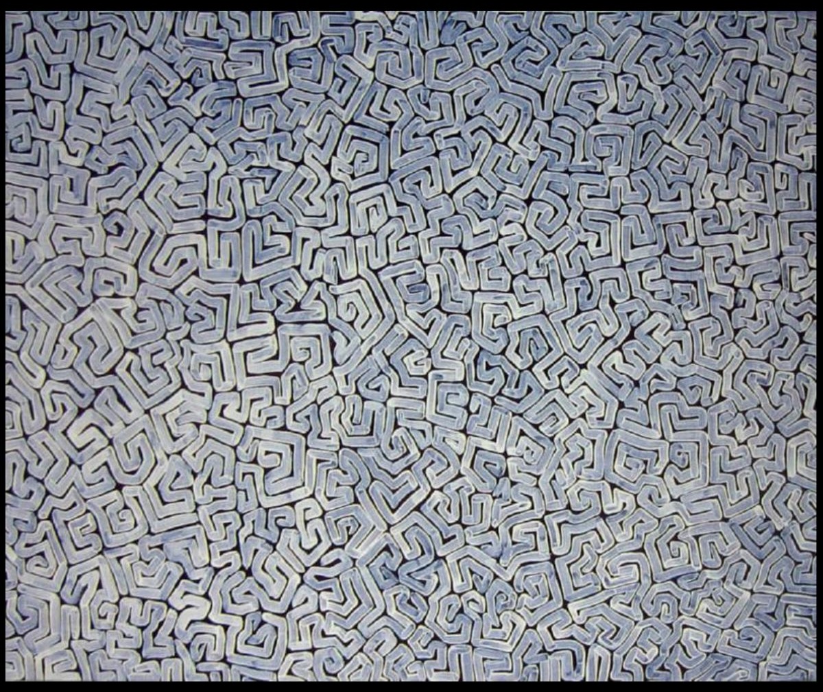 Untitled, 1998 Australian Aboriginal painting by Timmy Payungka Tjapangati titled Cave story painted in 1971