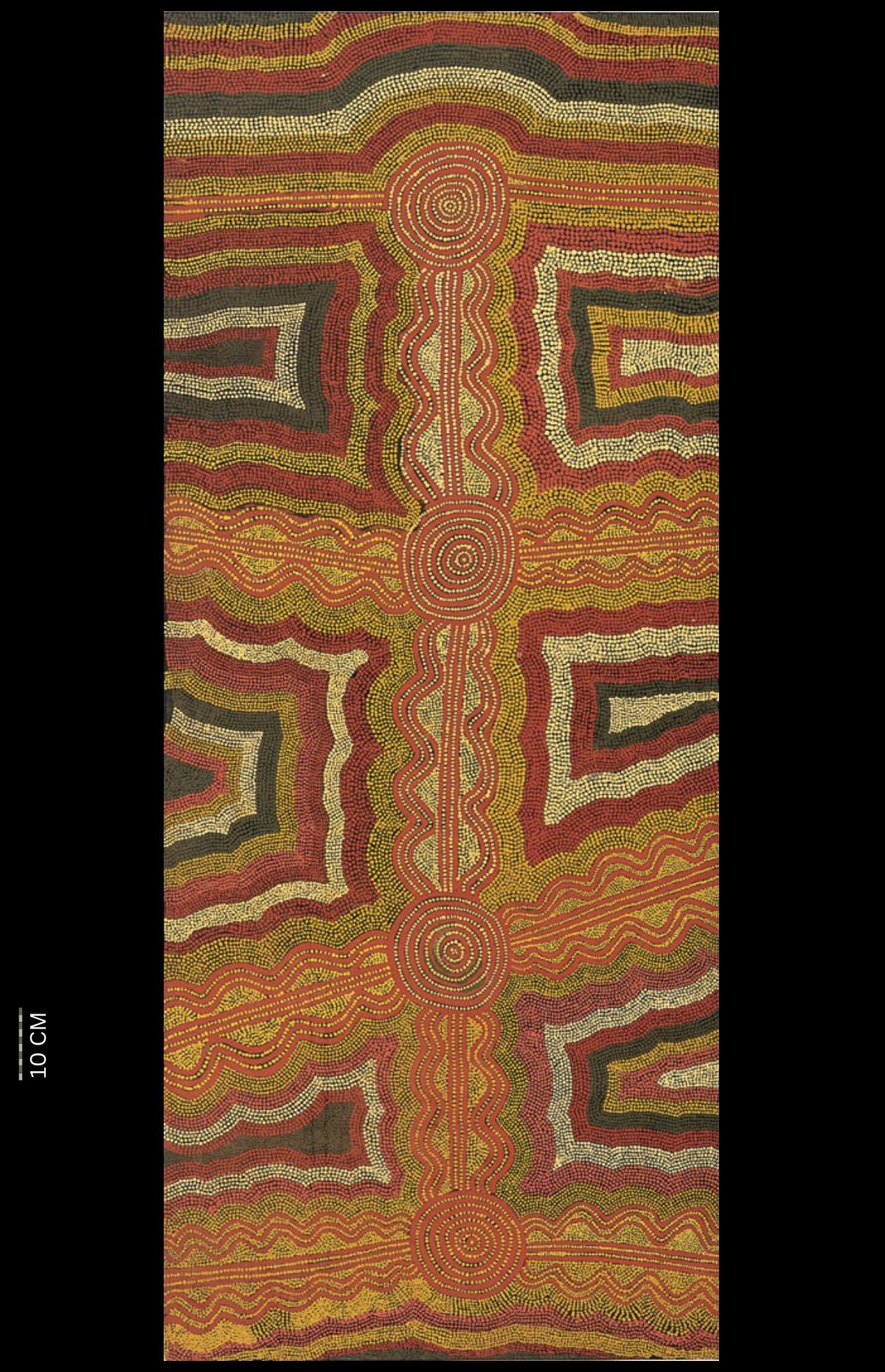 Untitled 1982 Australian Aboriginal painting by Timmy Payungka Tjapangati titled Cave story painted in 1971