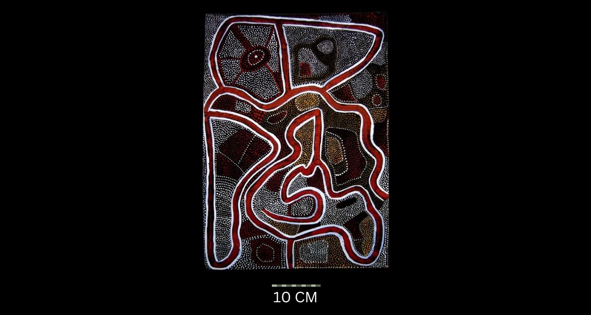 Snake Story 1972 Australian Aboriginal painting by Timmy Payungka Tjapangati titled Cave story painted in 1971