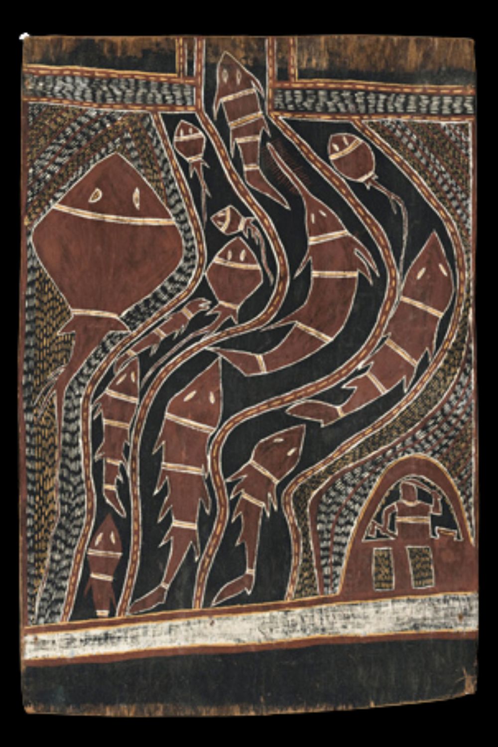 Bark painting by Amagula depicting Anindilyakwa creation story