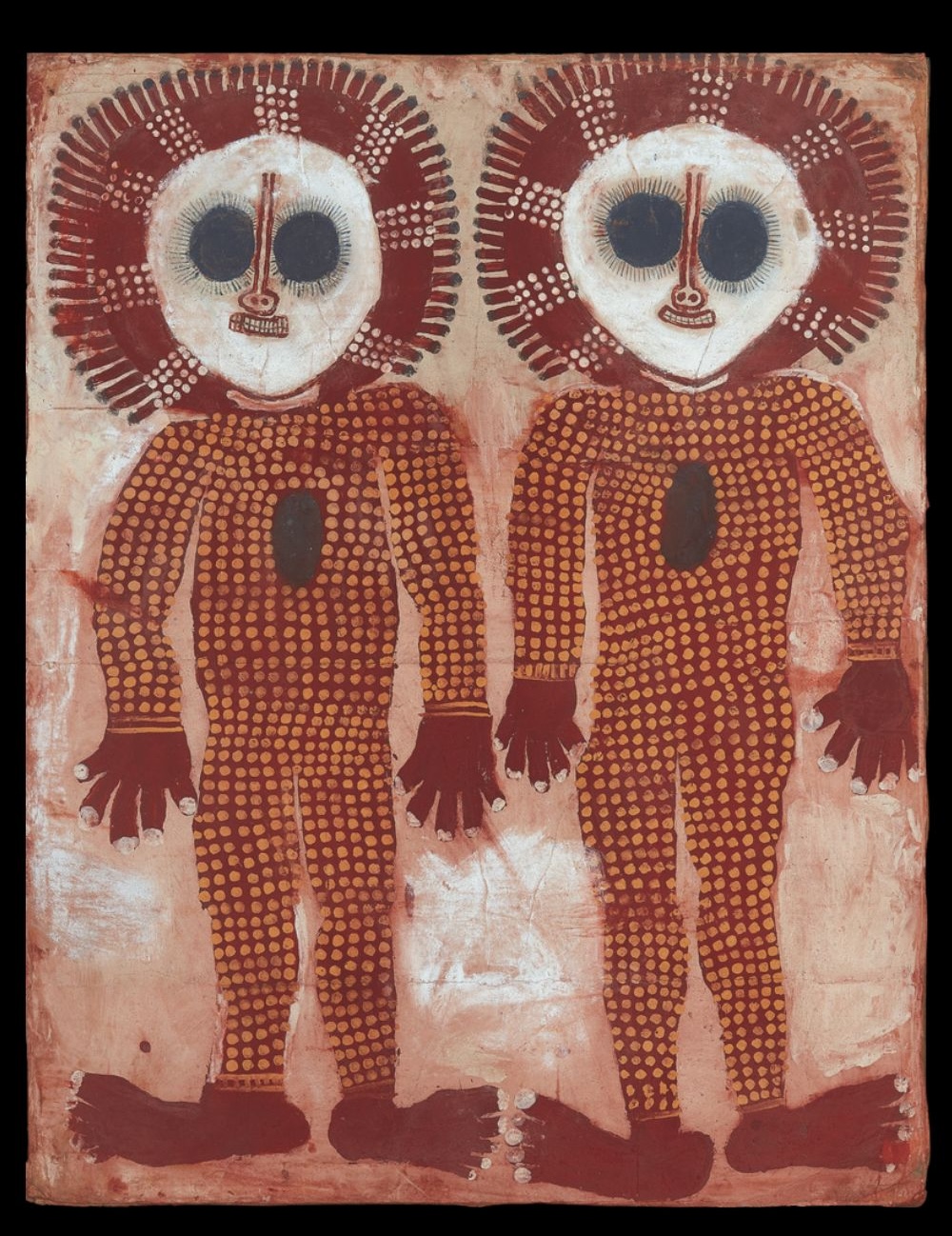 Charlie Numbulmoore on board Aboriginal painting by Charlie Numbulmoore on board