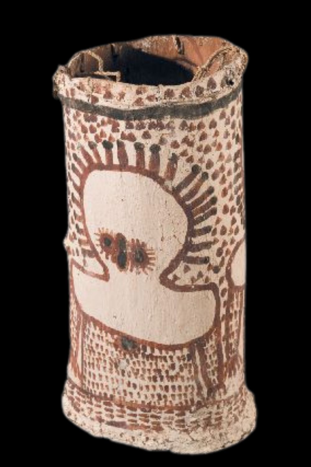 Ignatia jangarra painted bark bucket Kimberley bark bucket painted with a Wandjina by ignatia jangharra