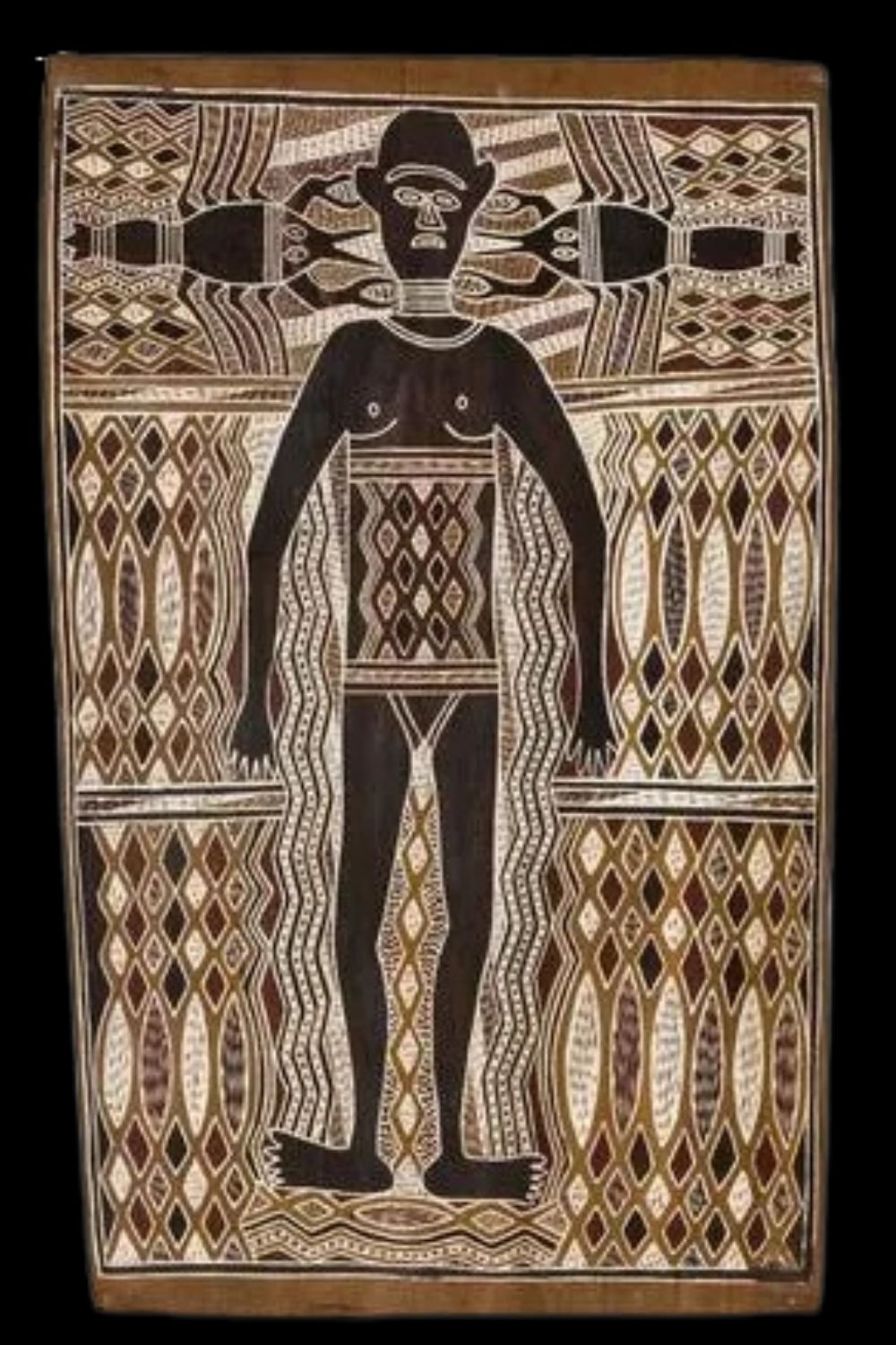 Aboriginal bark painting of Laintjun or Laindjung by Garrawin Gumana