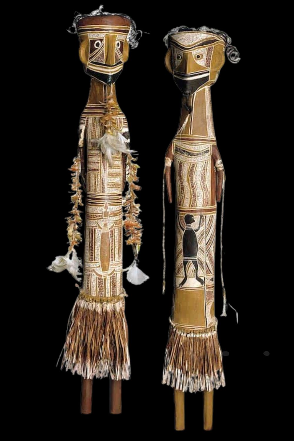 Mawalan Marika sculptures two Mokoy figures or aboriginal sculptures by Mawalan Marika