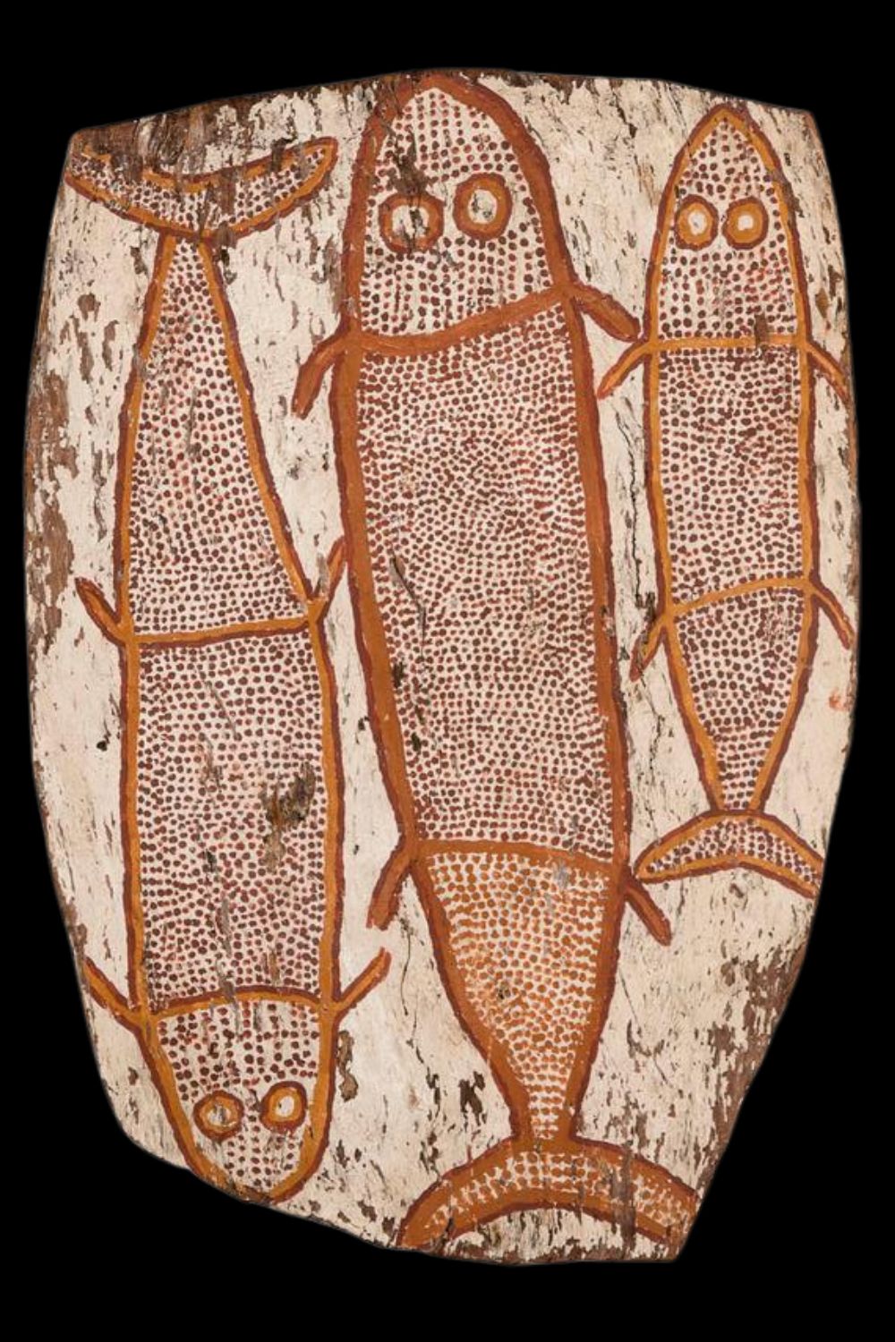 Mickey bungkuni bark painting of Fish Mickey bungkuni bark painting of Totemic Fish