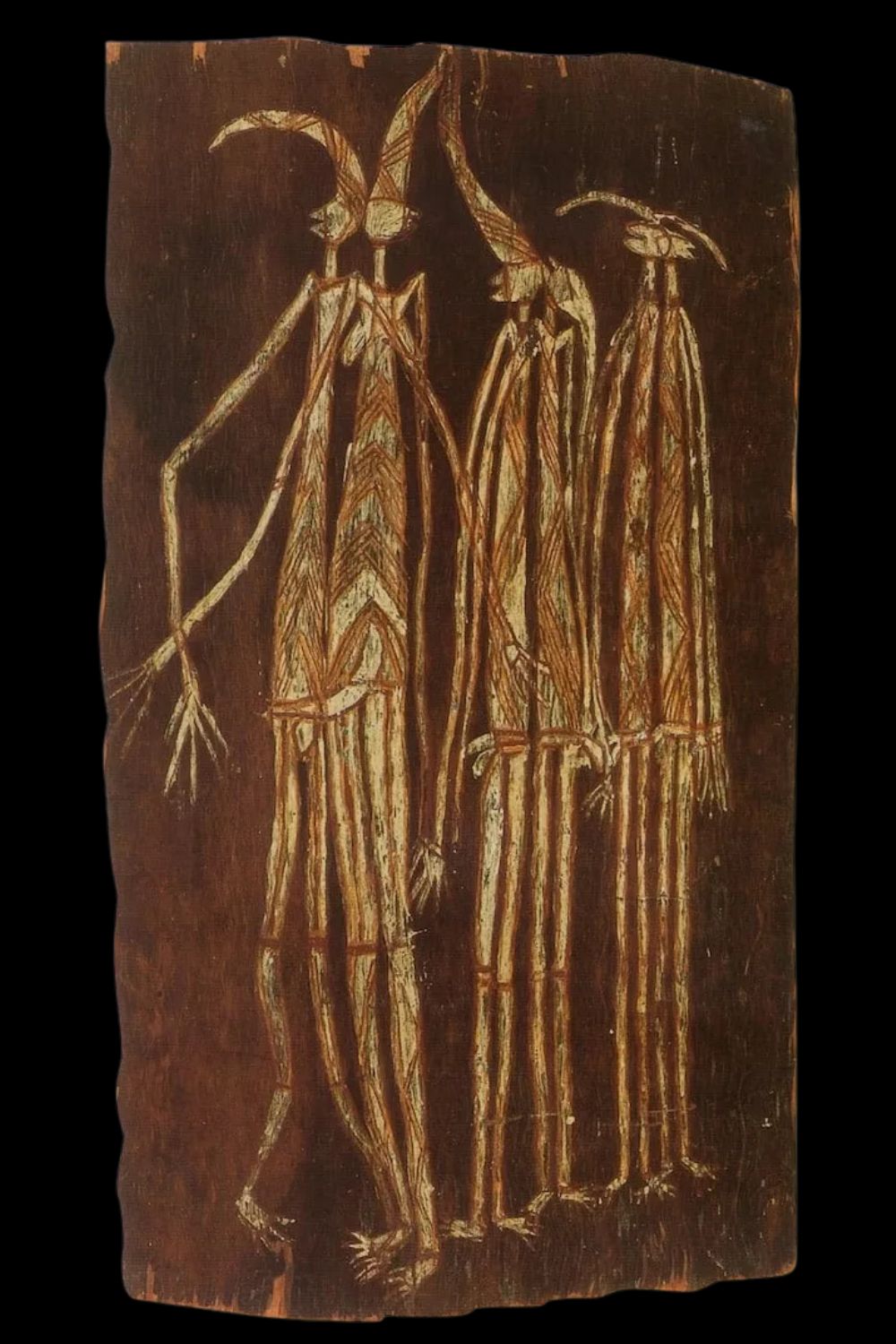 Nadjombolmi bark painting bark painting by Charlie Barramundi Nadjombolmi