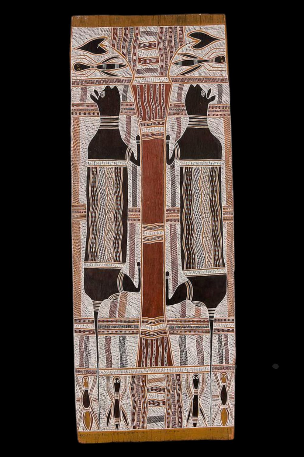 Aboriginal bark painting by Narritjin Maymuru, depicting Marngu the, possum Tree Story 