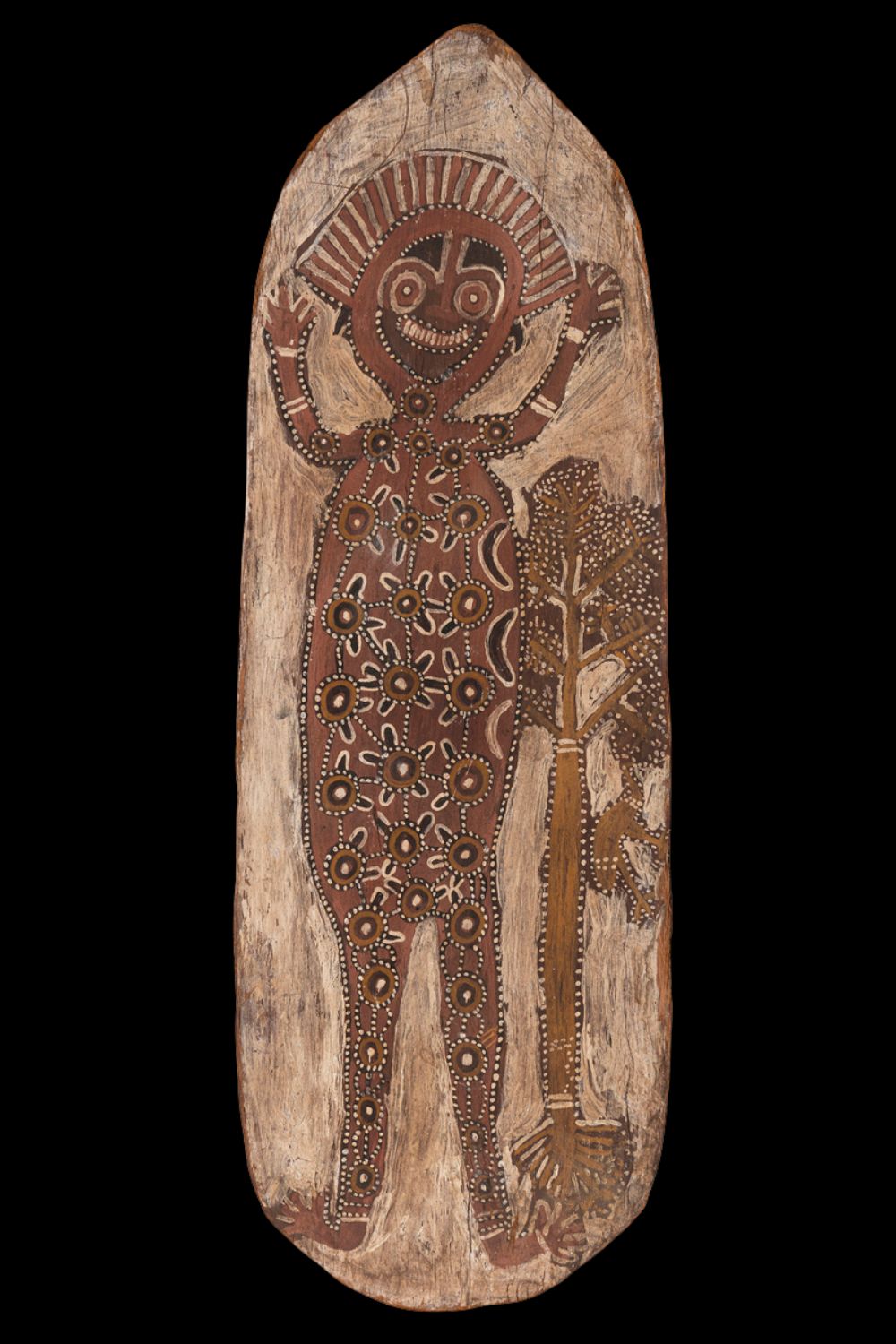 Nym Bunduk bark painting Nym Bunduk bark painting of a ceremonial man with churinga designs within the body