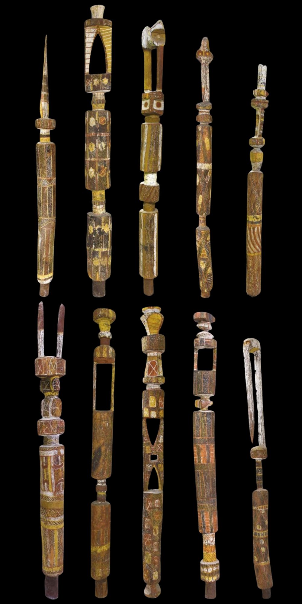 Tiwi island Art Pukumani poles or Tutini painted funeral posts