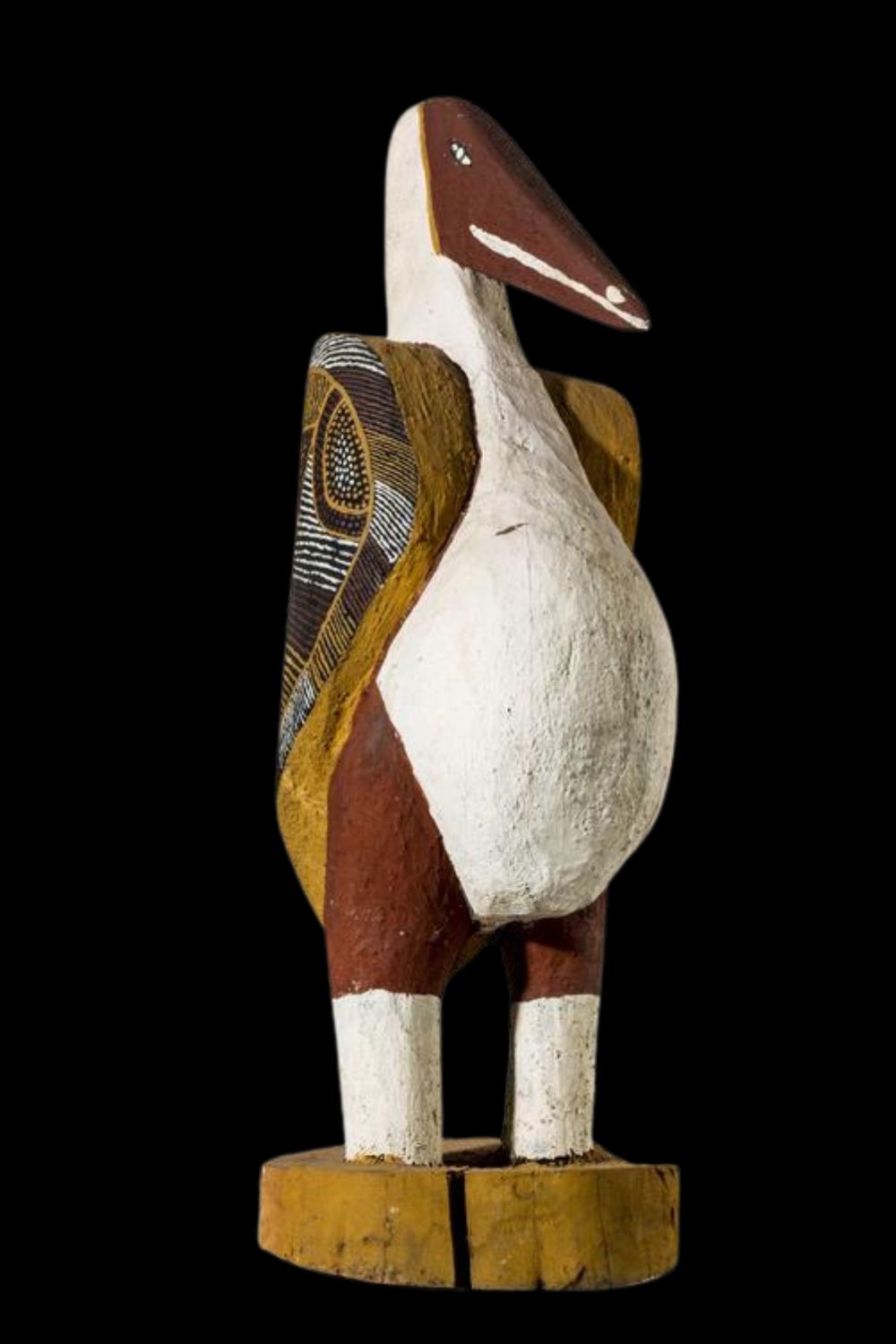 Stanislaus Puruntatameri painted ironwood sculpture of a pelican