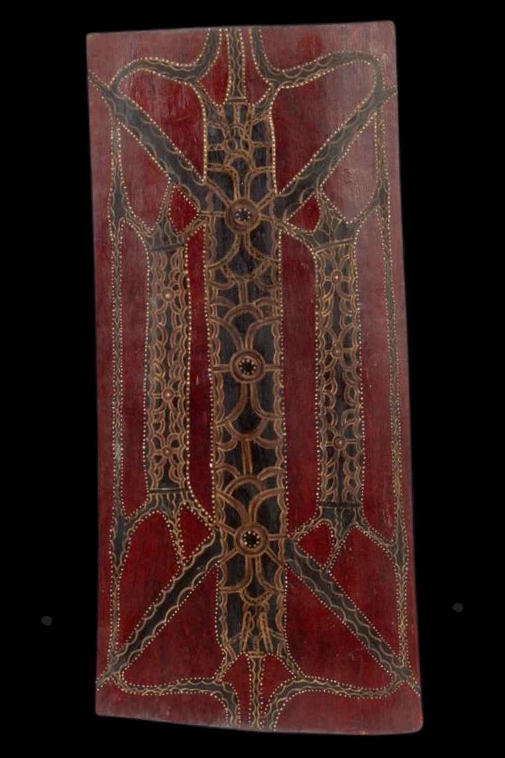 aboriginal bark painting by Charlie Mardigan of three lonely disguised churinga