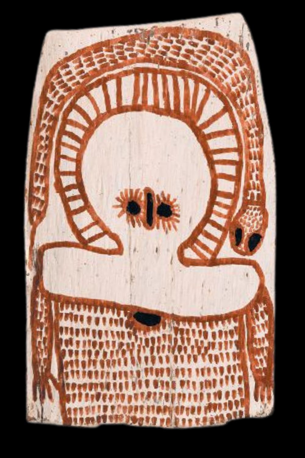 Waigin Djanghara Aboriginal bark painting by Waigin Djanghara of a Wandjina and a snake