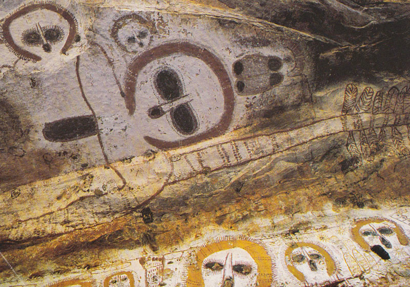 Wandjina painted in rock shelter photograph of Wandjina painted in rock shelter