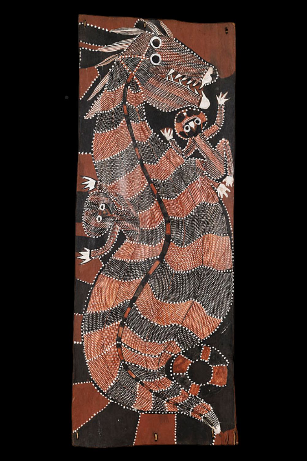 Indigenous Australian painting of Yawkyawk and the Rainbow serpent by Peter Marralwanga 2