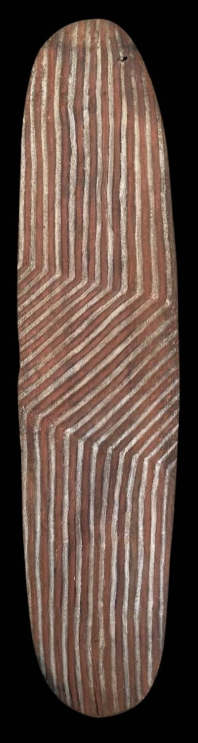 Central Arnhemland bark painting showing three dancing figure