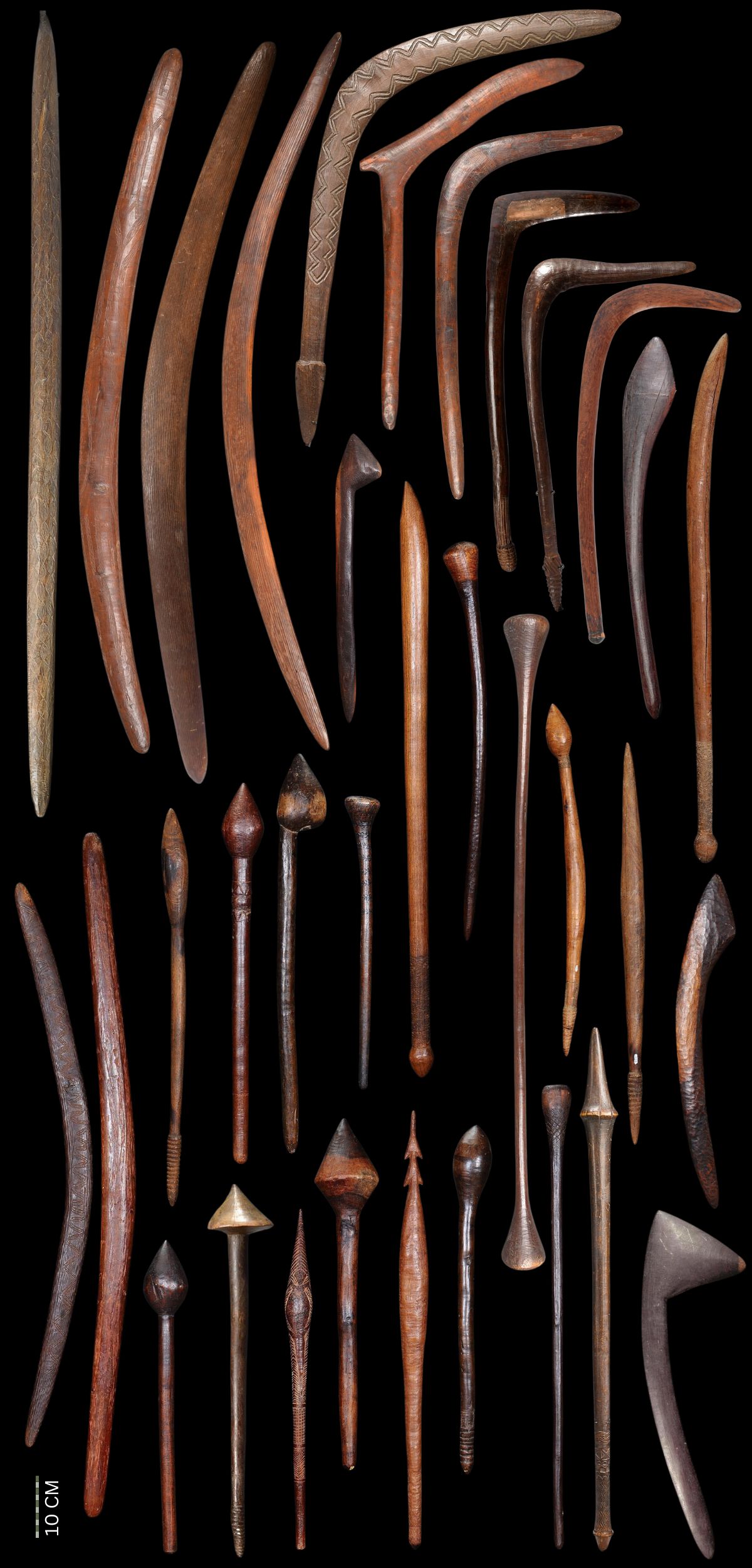 Plate showing Aboriginal clubs from South Eastern Australia