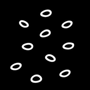 Traditional Aboriginal art symbol representing bush tucker shown as repeated small oval or seed-like forms.