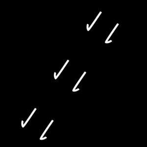 Traditional Aboriginal art symbol representing jumping kangaroo tracks shown as spaced paired footprints without a tail drag mark.