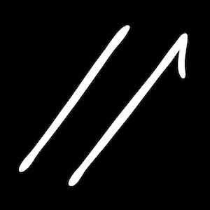 Traditional Aboriginal art symbol representing spears shown as parallel straight lines with pointed tips associated with hunting and men’s activities.