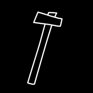 Traditional Aboriginal art symbol representing a stone axe shown with a rectangular axe head attached to a straight handle.