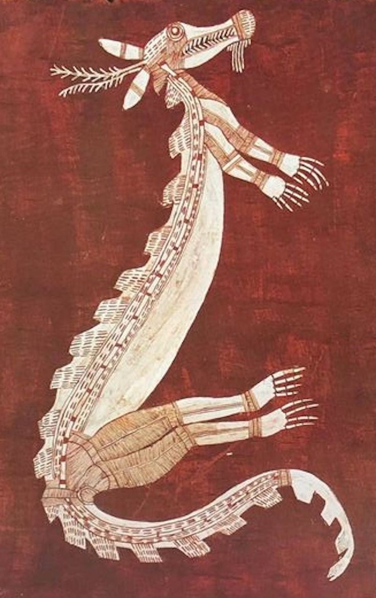 Aboriginal bark painting by Lofty Bardayal Nadjamerrek depicting Ngalgunburijaimi, the daughter of Jingana and sister of Ngalyod, painted in natural ochres in the Western Arnhem Land tradition.