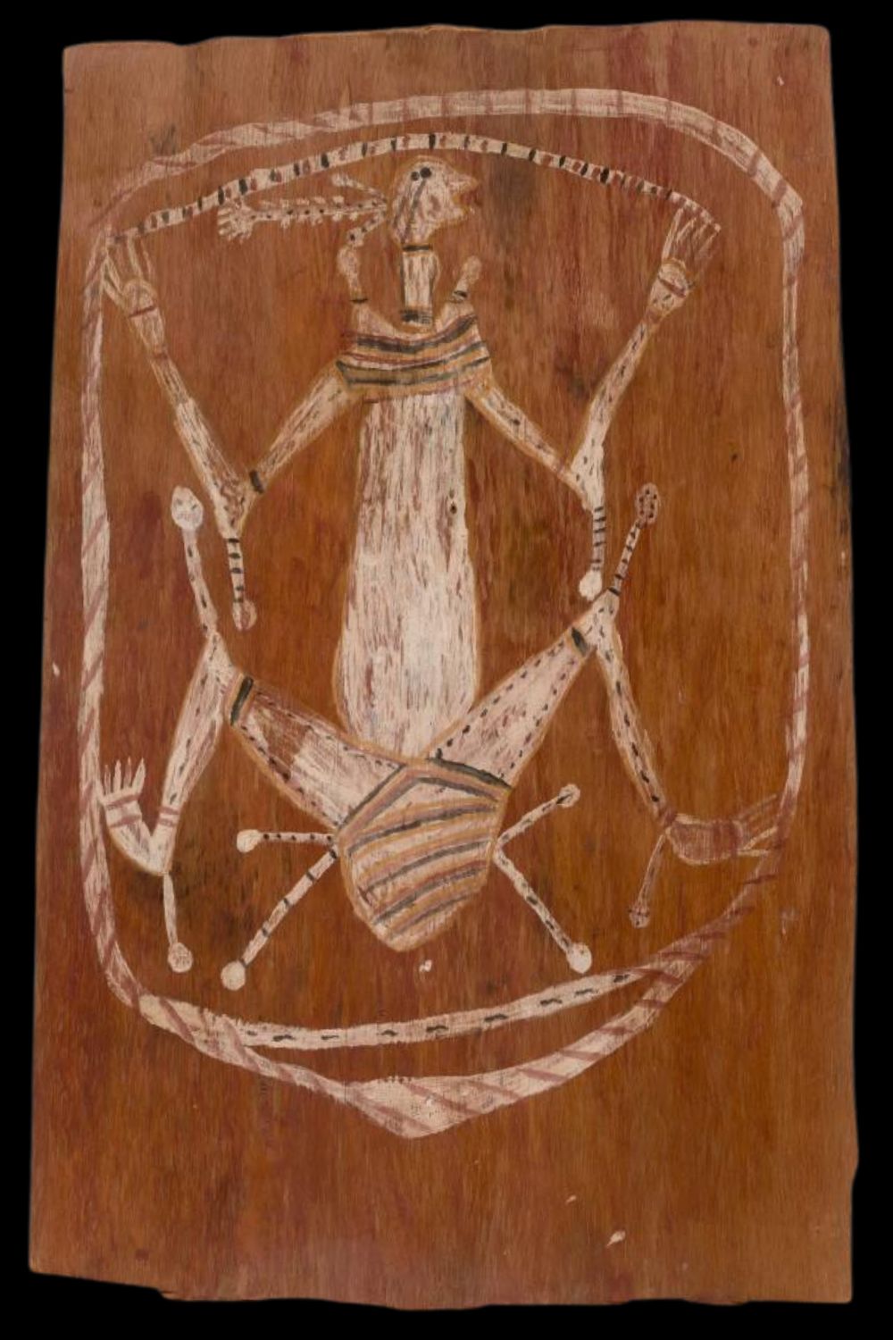Aboriginal Art by yirawala depicting Namarrkon the lightning spirit