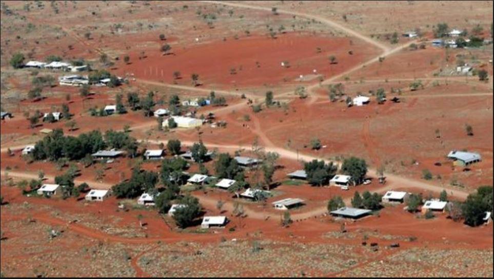 Aerial view of Kiwirrkurra Aboriginal community in the Western Desert of Western Australia