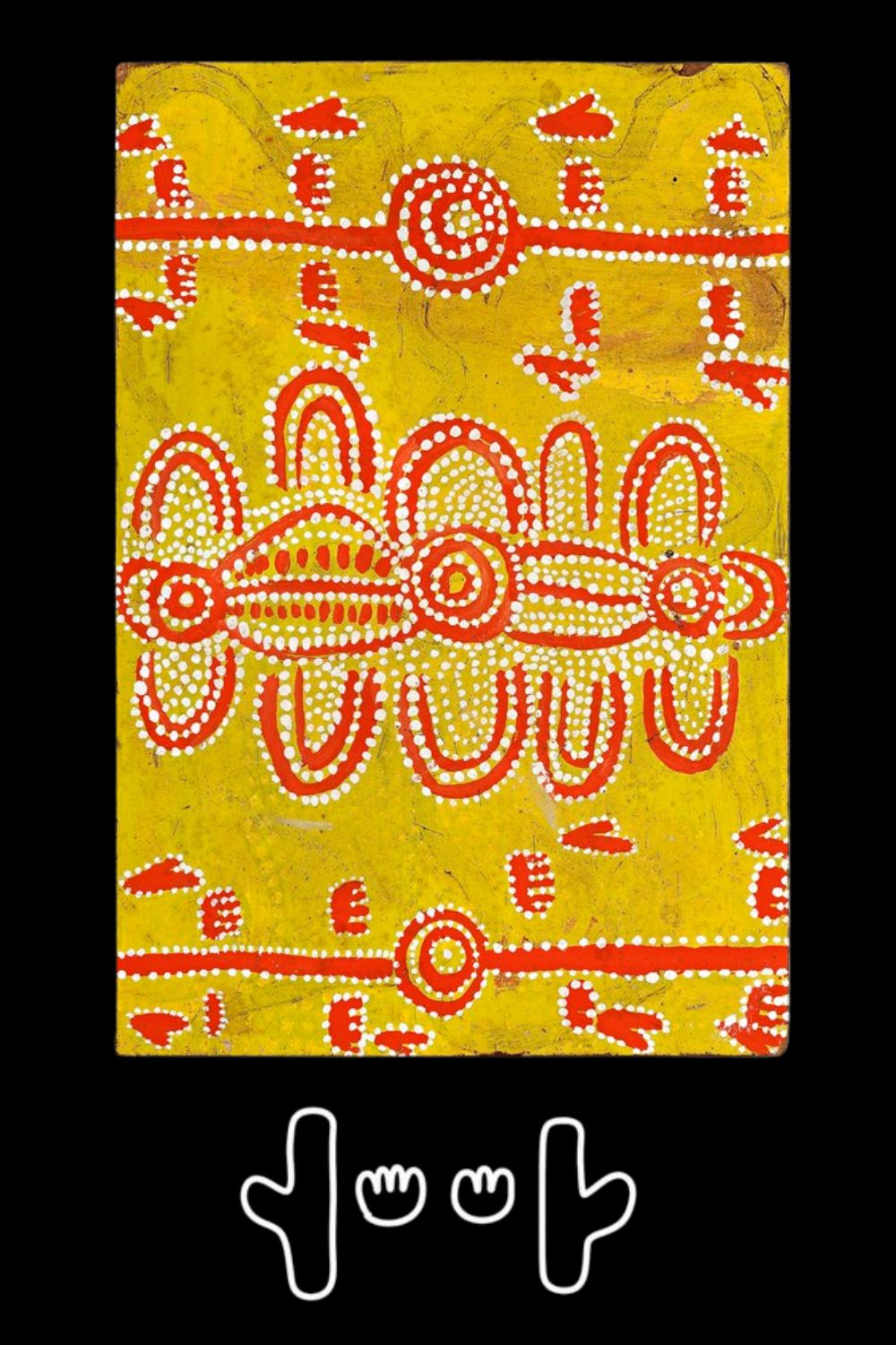 The tracks of a Mala hare Wallaby by Johnny Warrangkula for article animals in aboriginal art article
