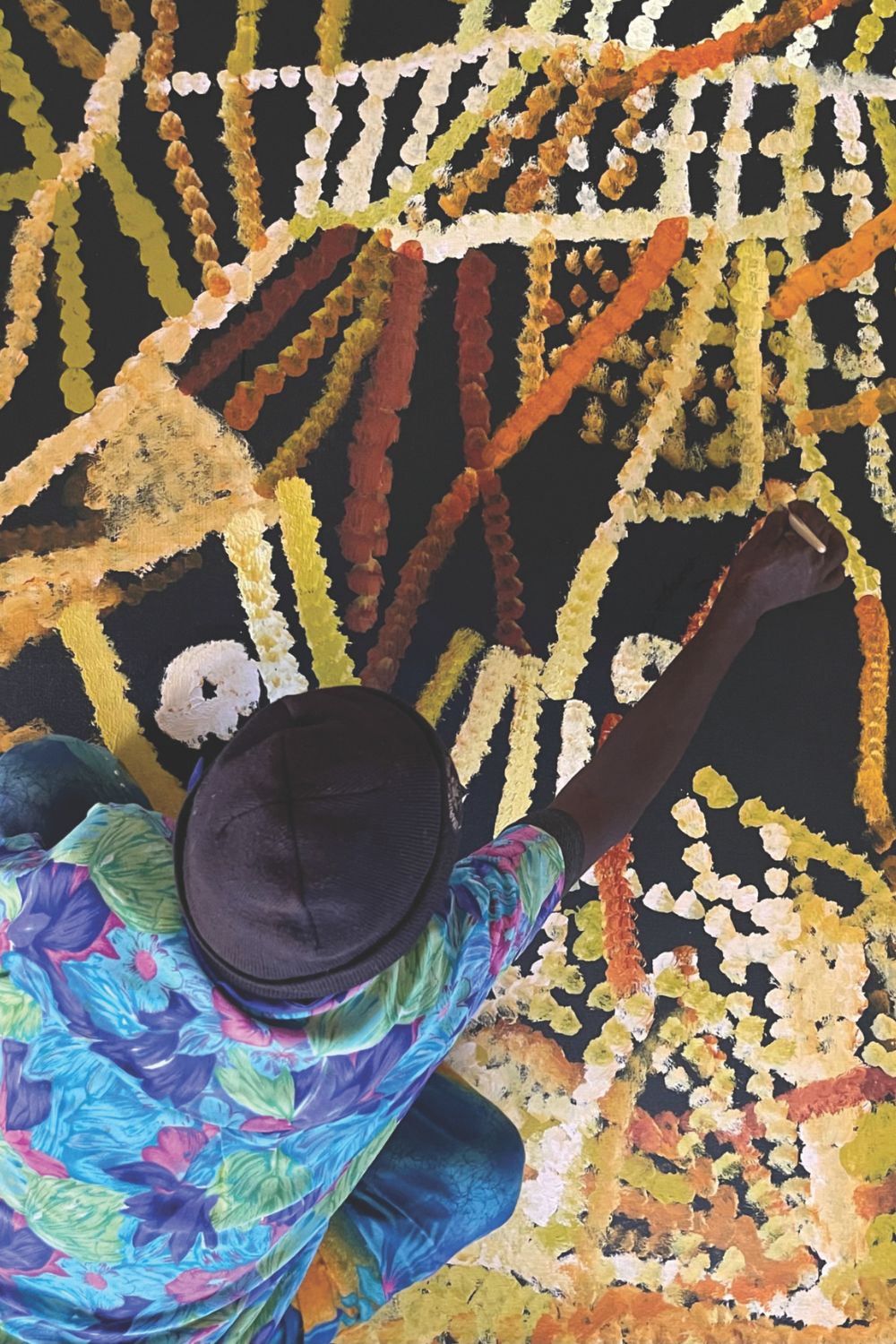 Aboriginal Artist Painting at Utopia Art Centre in Central Australia