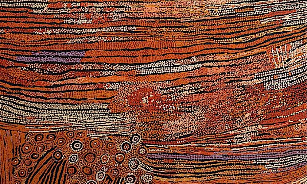 Naata Nungurrayi Pintupi painting with flowing desert linework and ceremonial dot patterning associated with Western Desert art
