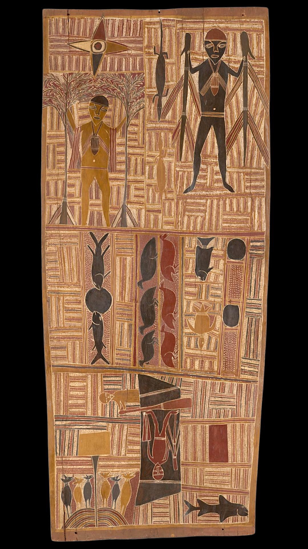 Yirrkala Bark Painting by Mawalan Marika Depicting Yolngu Ancestral Narrative