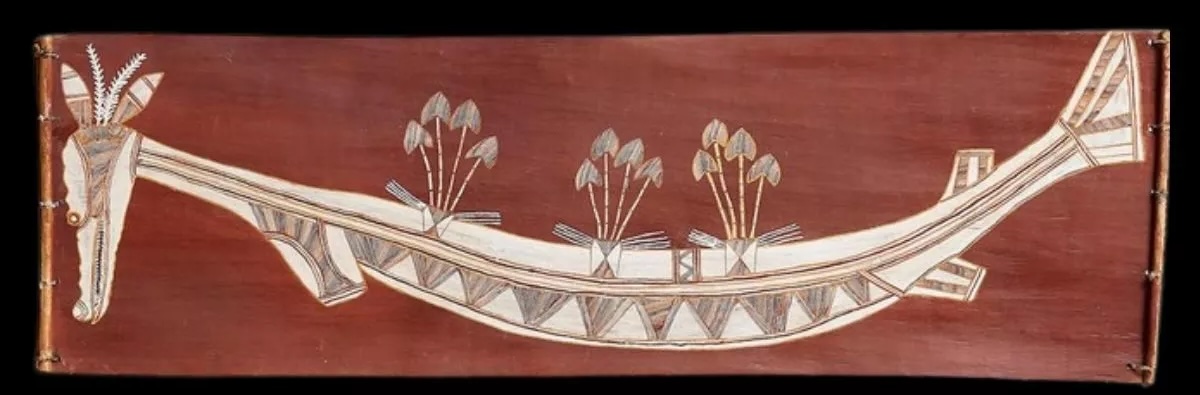 aboriginal-xray-art-rainbow-serpent-bark-painting Aboriginal X-Ray Art bark painting of Yingarna the Rainbow Serpent from Arnhem Land