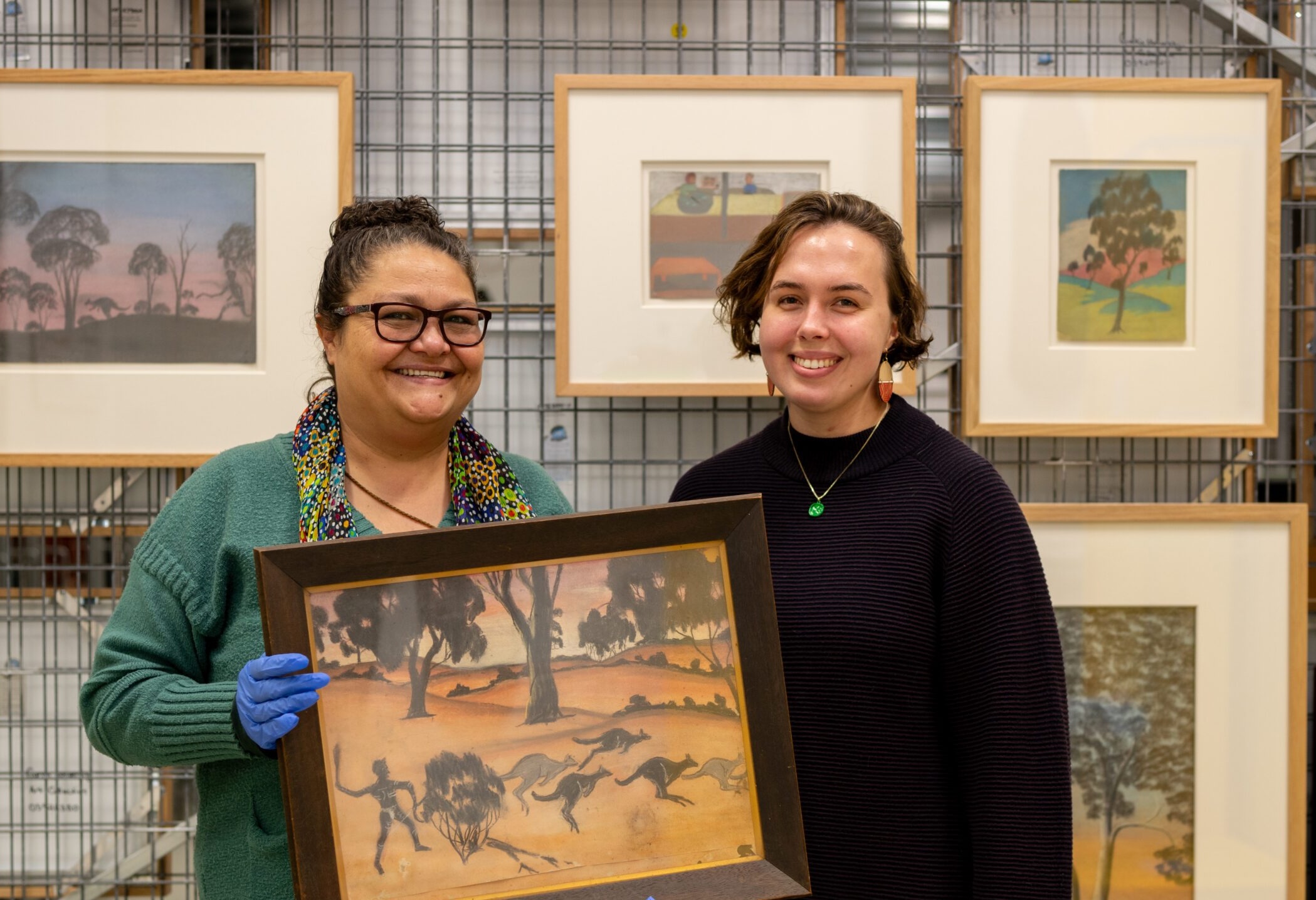 The Return of Carrolup Art to Noongar Country Representatives of the Carrolup Centre for Truth-telling with Carrolup artworks returned to Western Australia from the United States.