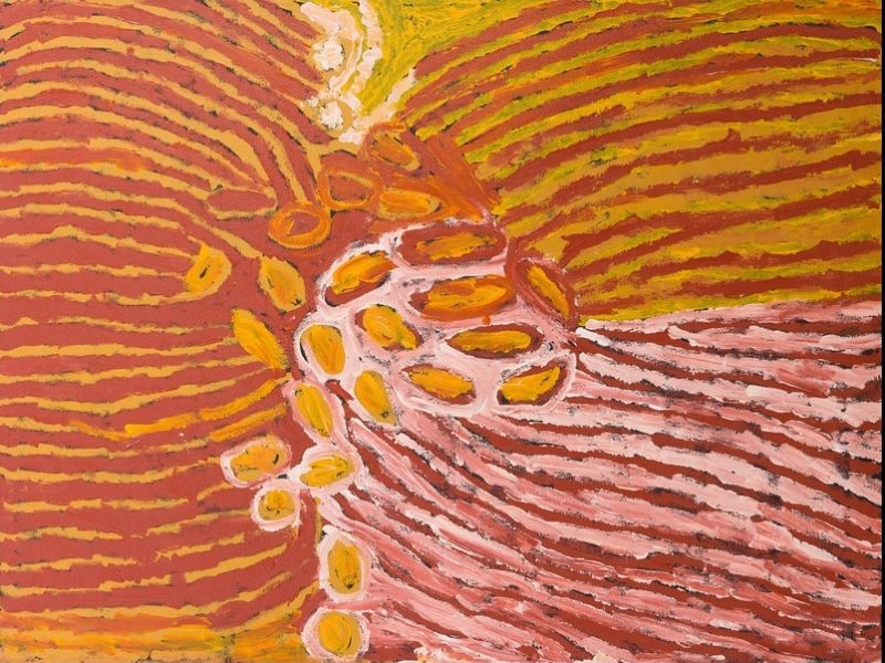 Untitled by Makinti Napanangka, 2005, acrylic on canvas, 120 × 90 cm.