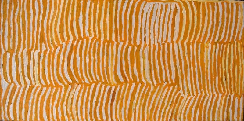 Untitled by Makinti Napanangka, 2002, synthetic polymer paint on canvas, 91 × 46 cm.