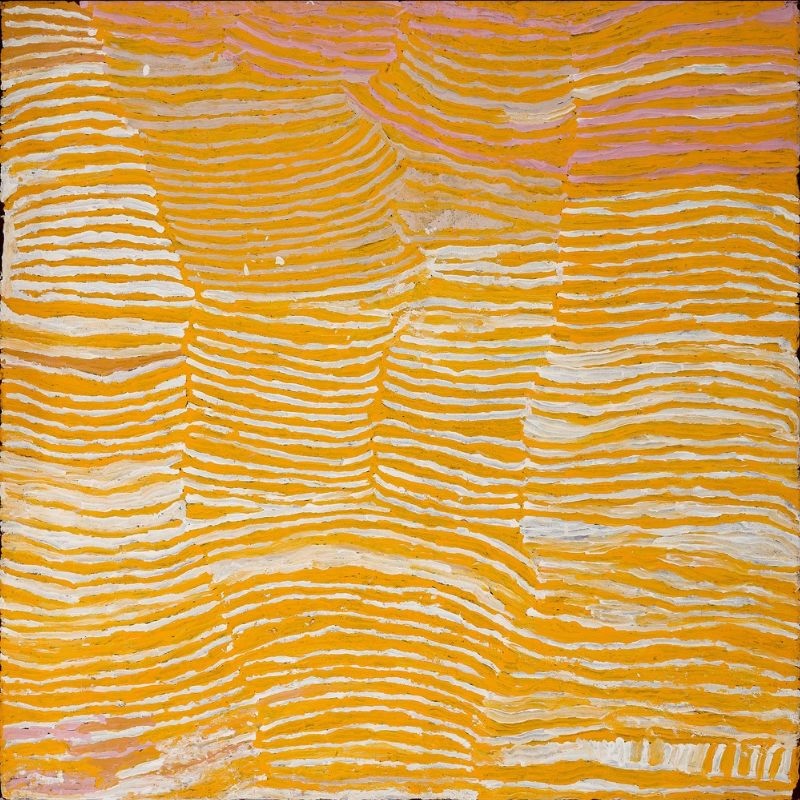 Untitled by Makinti Napanangka, 2003, synthetic polymer paint on linen, 122 × 122.5 cm.