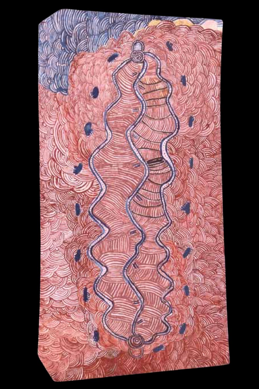 Water Dreaming at Kalipinypa painted by Walter Tjampitjinpa on composition board at Papunya during 1971–72, one of the earliest Papunya Boards of the Western Desert Art movement.