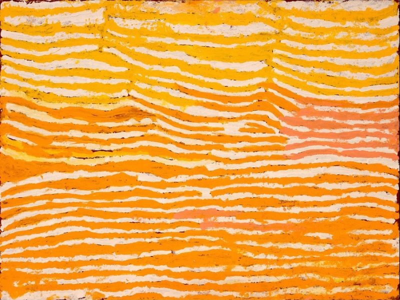 Untitled by Makinti Napanangka, 2007, synthetic polymer paint on Belgian linen, 122.5 × 92 cm.