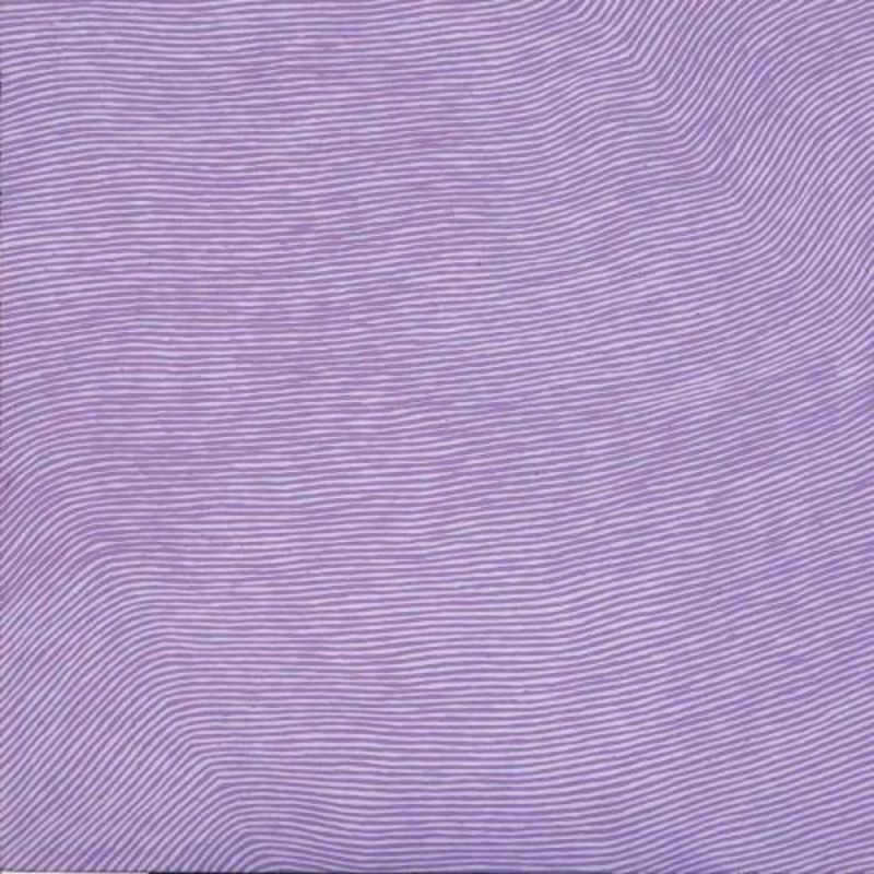 George Tjungurrayi Untitled 1998 Papunya Tula painting with fine purple-brown parallel lines flowing across a pale lavender background
